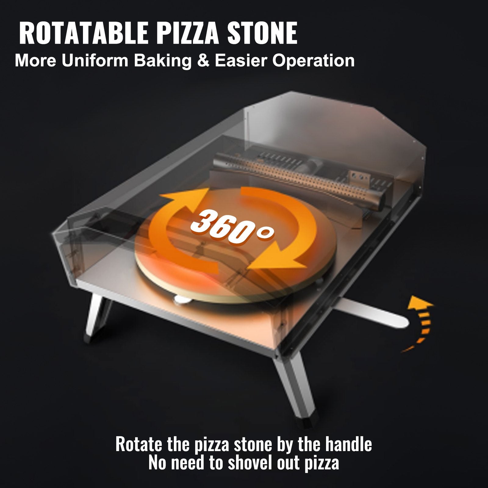Outdoor Pizza Oven, 406.4 mm, Gas Fired Pizza Maker, Portable Outside Stainless Steel Pizza Grill with 360 V952-BXSPSLYCABRQH23XCV0