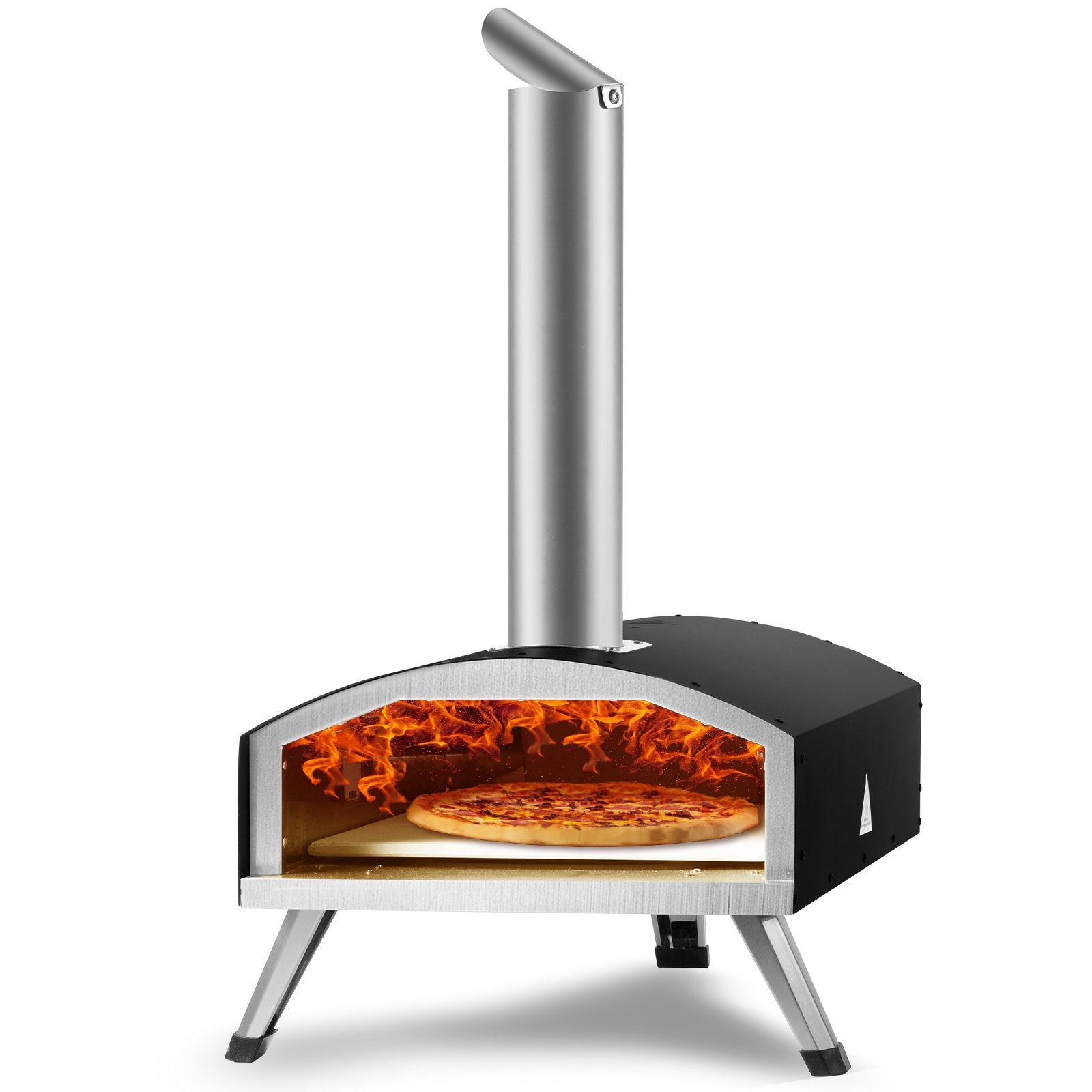 Outdoor Pizza Oven, 12-inch, Wood Pellet and Charcoal Fired Pizza Maker, Portable Outside Stainless Steel V952-BXSPSLYCKLHSBC8PEV0