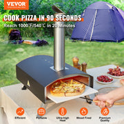 Outdoor Pizza Oven, 12-inch, Wood Pellet and Charcoal Fired Pizza Maker, Portable Outside Stainless Steel V952-BXSPSLYCKLHSBC8PEV0