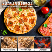 Outdoor Pizza Oven, 12-inch, Wood Pellet and Charcoal Fired Pizza Maker, Portable Outside Stainless Steel V952-BXSPSLYCKLHSBC8PEV0