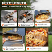 Outdoor Pizza Oven, 12-inch, Wood Pellet and Charcoal Fired Pizza Maker, Portable Outside Stainless Steel V952-BXSPSLYCKLHSBC8PEV0