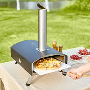 Outdoor Pizza Oven, 12-inch, Wood Pellet and Charcoal Fired Pizza Maker, Portable Outside Stainless Steel V952-BXSPSLYCKLHSBC8PEV0