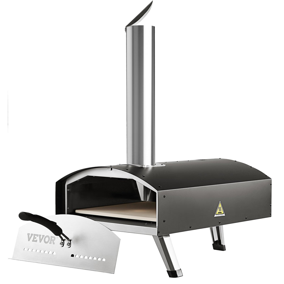Outdoor Pizza Oven, 12-inch, Wood Pellet and Charcoal Fired Pizza Maker, Portable Outside Stainless Steel V952-BXSPSLYCKLHSBC8PEV0