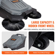 Walk-behind Hand Push Floor Sweeper 25.6" Width 5 Gallon Waste Container V952-BXSQSC55JL26E5I64V0
