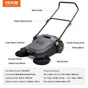 Walk-behind Hand Push Floor Sweeper 25.6" Width 5 Gallon Waste Container V952-BXSQSC55JL26E5I64V0