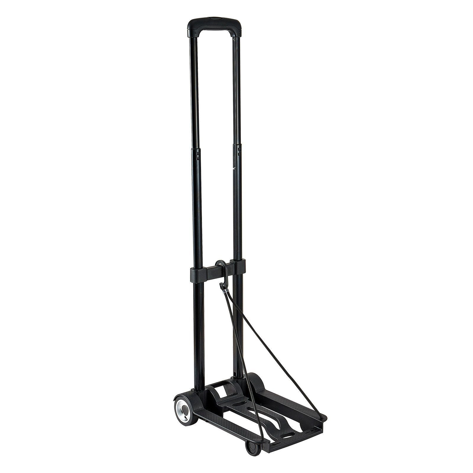 Folding Hand Truck, 49.9 kg Load Capacity, Collapsible Luggage Cart with 2 Wheels & 1 Elastic Rope, Utility V952-BXSTHCHS2G11BKSTN001V0