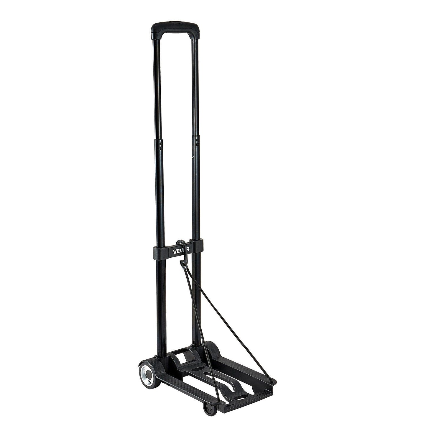 Folding Hand Truck, 49.9 kg Load Capacity, Collapsible Luggage Cart with 2 Wheels & 1 Elastic Rope, Utility V952-BXSTHCHS2G11BKSTN001V0