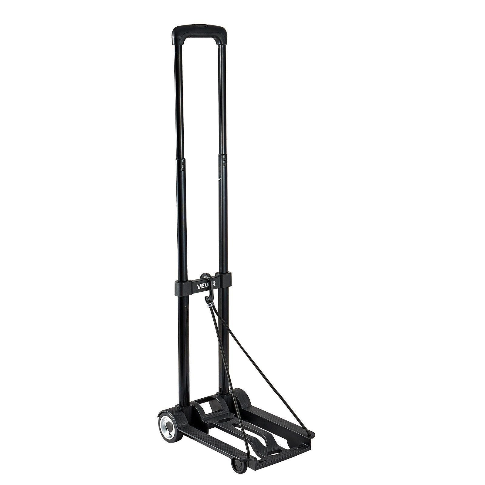 Folding Hand Truck, 49.9 kg Load Capacity, Collapsible Luggage Cart with 2 Wheels & 1 Elastic Rope, Utility V952-BXSTHCHS2G11BKSTN001V0