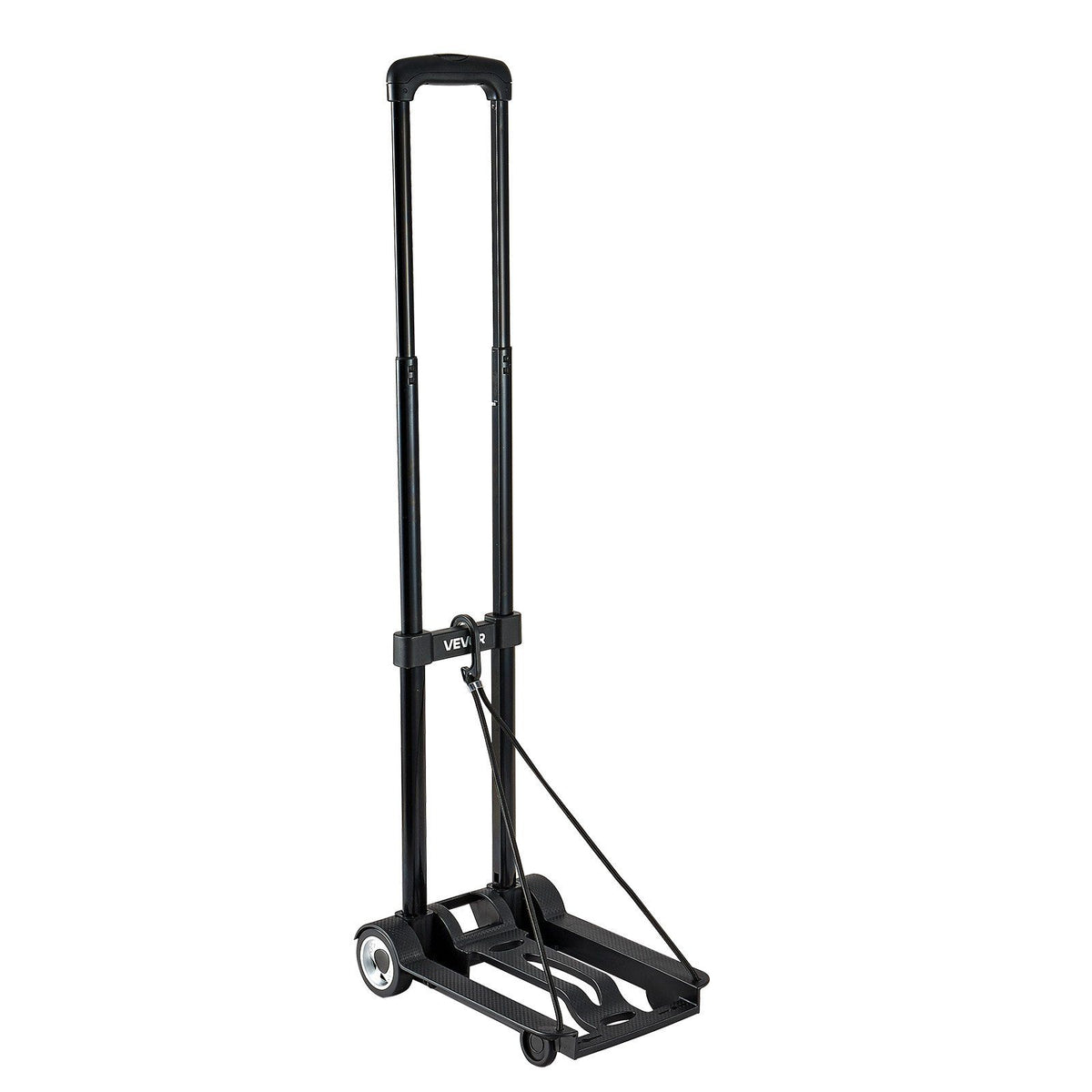 Folding Hand Truck, 49.9 kg Load Capacity, Collapsible Luggage Cart with 2 Wheels & 1 Elastic Rope, Utility V952-BXSTHCHS2G11BKSTN001V0