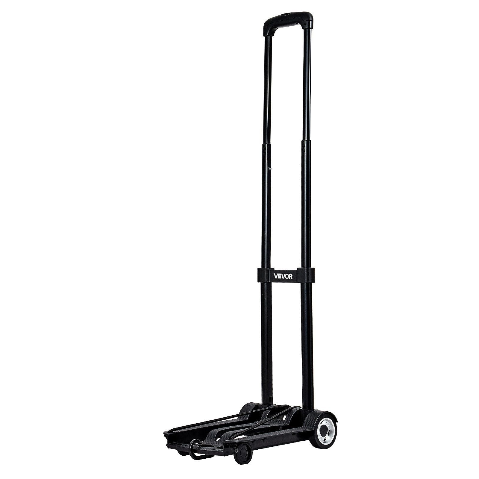Folding Hand Truck, 49.9 kg Load Capacity, Collapsible Luggage Cart with 2 Wheels & 1 Elastic Rope, Utility V952-BXSTHCHS2G11BKSTN001V0