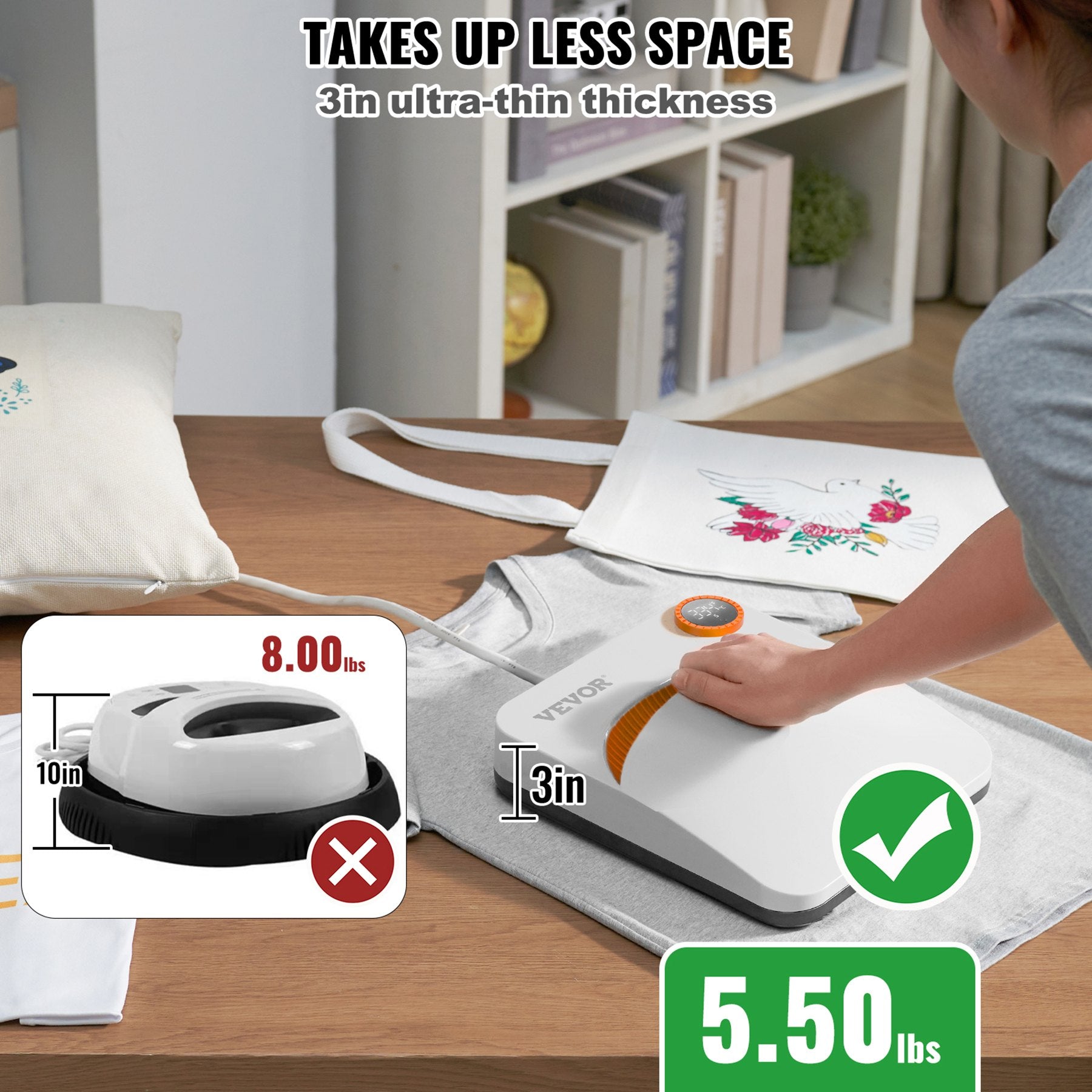 Heat Press 9 x 9 in Portable Easy Press Sublimation Transfer DIY T-shirt V952-BXSTHJYCDBB99V1R3V3