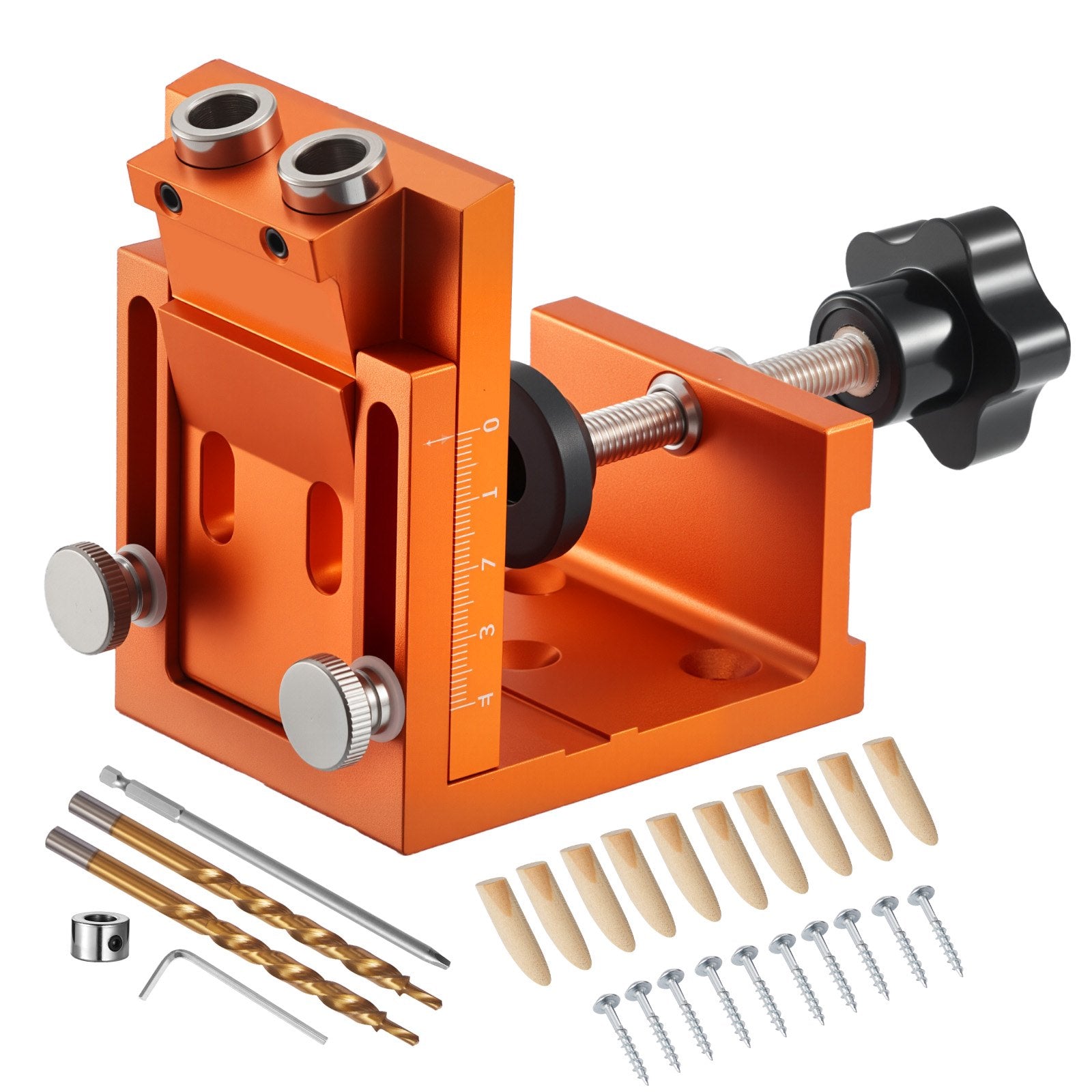 Pocket Hole Jig Kit, 12 mm to 48 mm Adjustable, Jig Pocket Hole System with Step Drill, Hex Wrench, Drill V952-BXSXKKJJSDPF7781A001V0