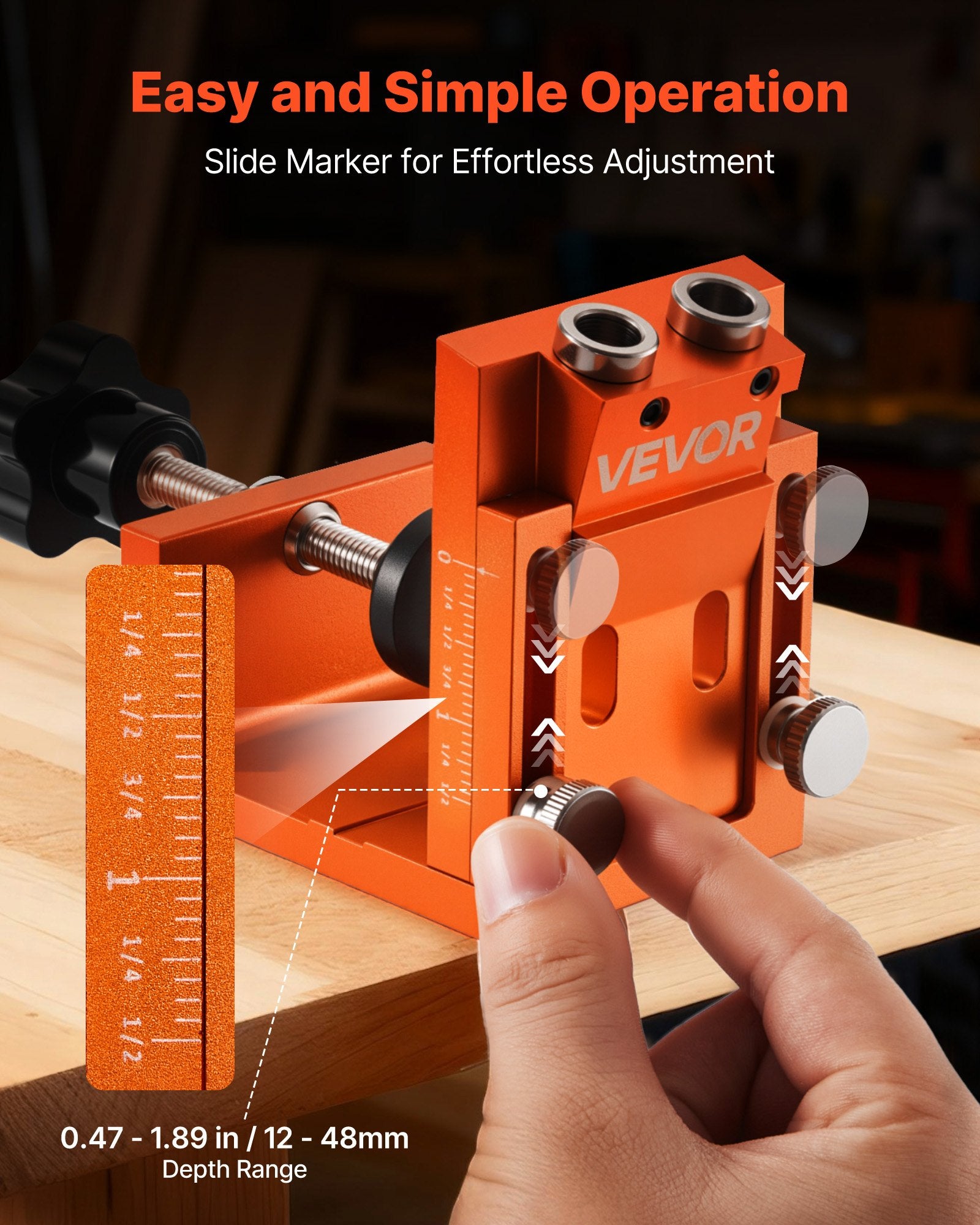 Pocket Hole Jig Kit, 12 mm to 48 mm Adjustable, Jig Pocket Hole System with Step Drill, Hex Wrench, Drill V952-BXSXKKJJSDPF7781A001V0