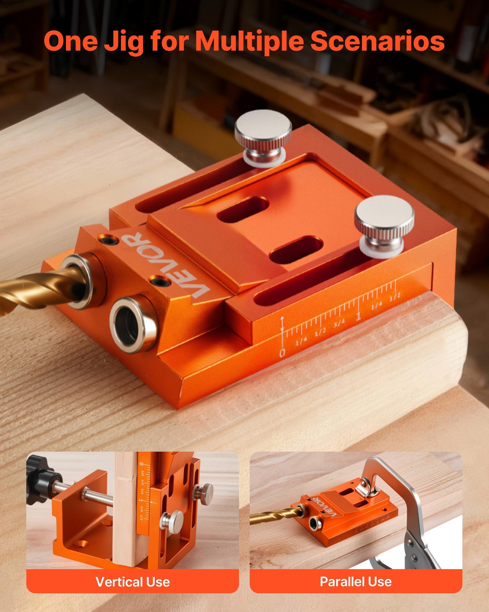 Pocket Hole Jig Kit, 12 mm to 48 mm Adjustable, Jig Pocket Hole System with Step Drill, Hex Wrench, Drill V952-BXSXKKJJSDPF7781A001V0
