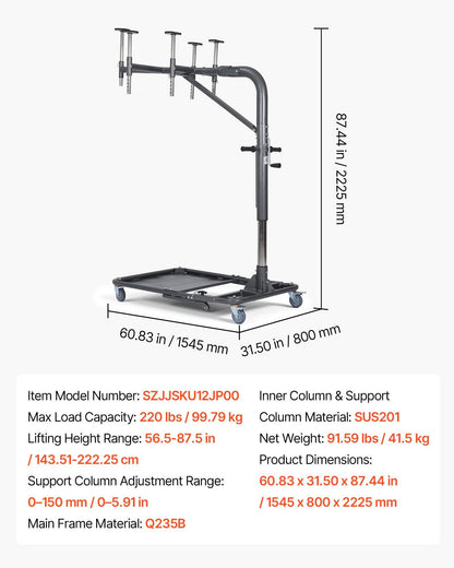 Hard Top Remover Lift, 99.79 kg, Foldable Jeep Hardtop Removal and Storage System, Easy One-Person Operation, V952-BXSYDCXXTKZDAT3NP001V0