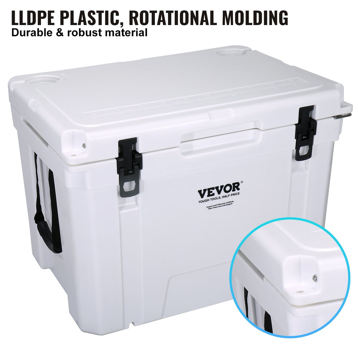 Insulated Portable Cooler, 65 qt, Holds 65 Cans, Ice Retention Hard Cooler with Heavy Duty Handle, Ice Chest V952-BXSYLQQGS65QTSVSEV0