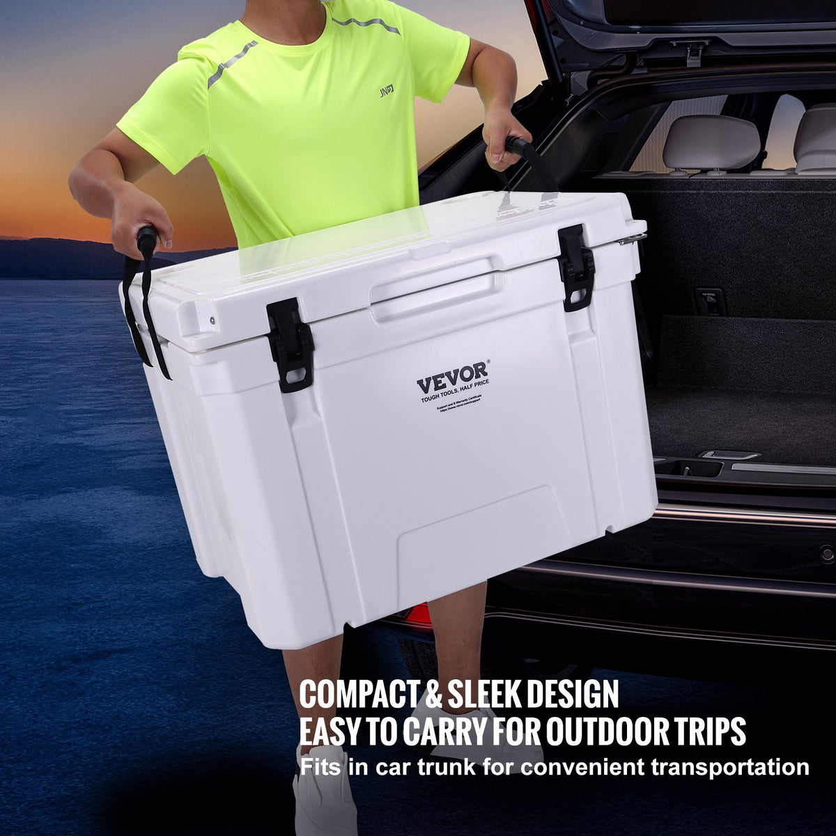 Insulated Portable Cooler, 65 qt, Holds 65 Cans, Ice Retention Hard Cooler with Heavy Duty Handle, Ice Chest V952-BXSYLQQGS65QTSVSEV0