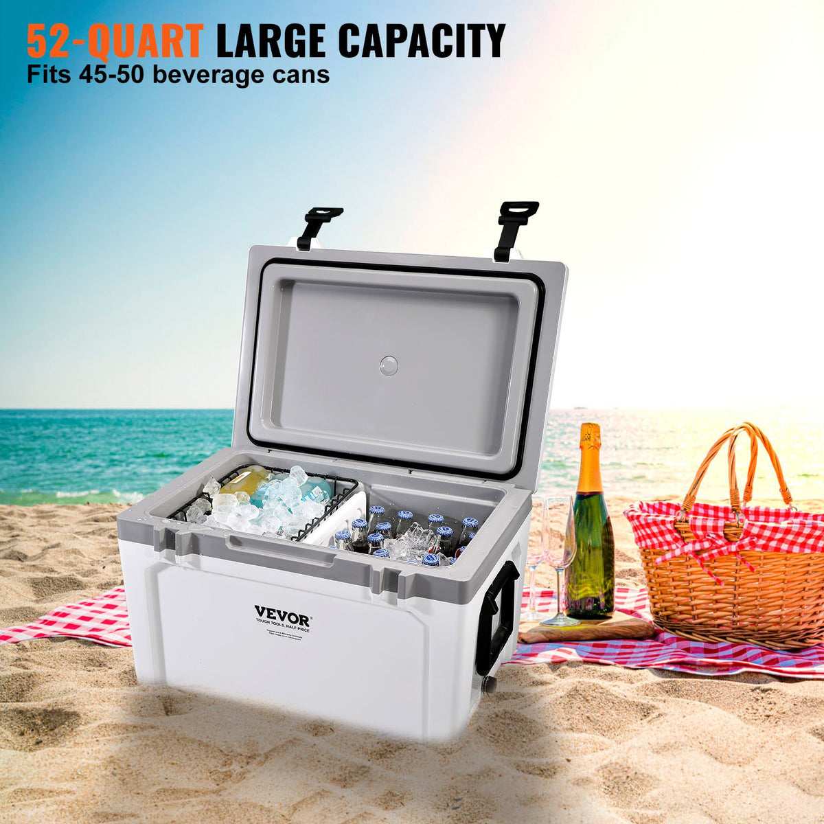 Insulated Portable Cooler, 49 L, Holds 50 Cans, Ice Retention Hard Cooler with Heavy Duty Handle, Ice Chest V952-BXSYLQQZS55QTAYNBV0