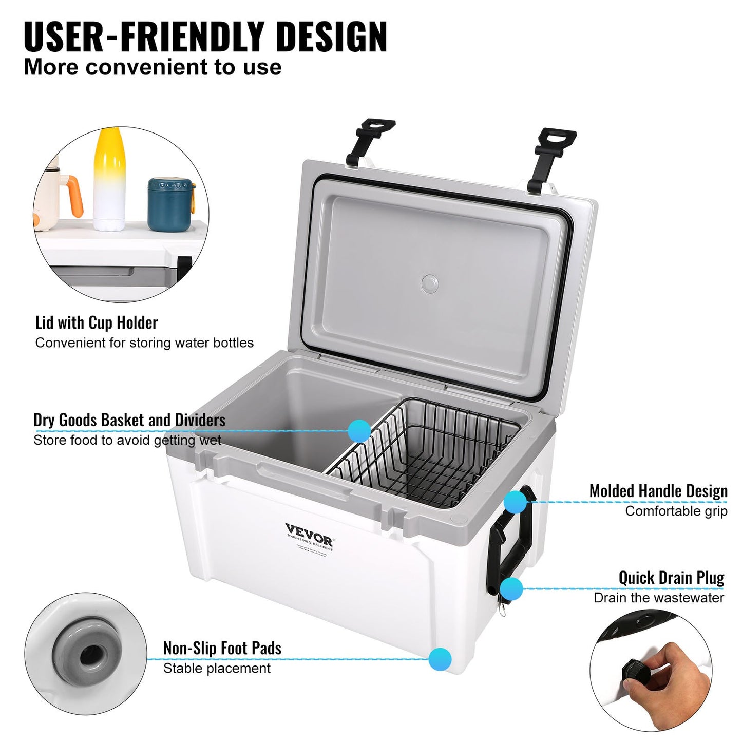 Insulated Portable Cooler, 49 L, Holds 50 Cans, Ice Retention Hard Cooler with Heavy Duty Handle, Ice Chest V952-BXSYLQQZS55QTAYNBV0