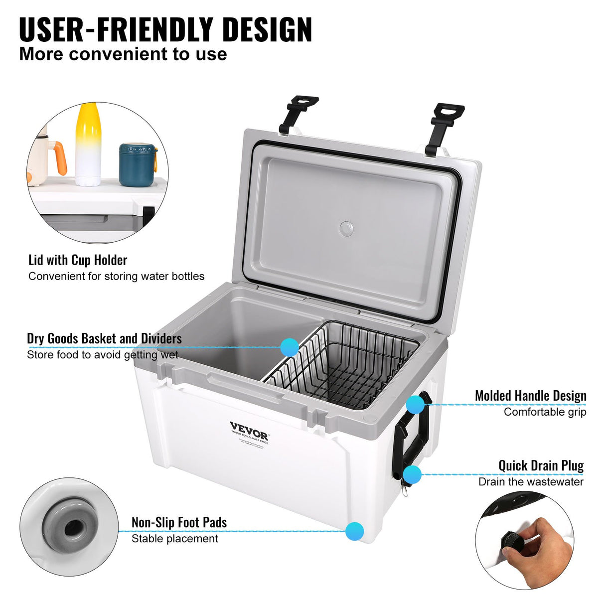 Insulated Portable Cooler, 49 L, Holds 50 Cans, Ice Retention Hard Cooler with Heavy Duty Handle, Ice Chest V952-BXSYLQQZS55QTAYNBV0