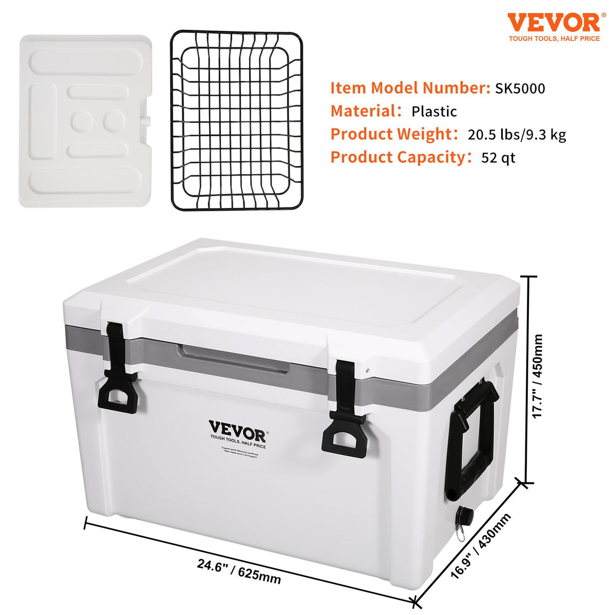 Insulated Portable Cooler, 49 L, Holds 50 Cans, Ice Retention Hard Cooler with Heavy Duty Handle, Ice Chest V952-BXSYLQQZS55QTAYNBV0
