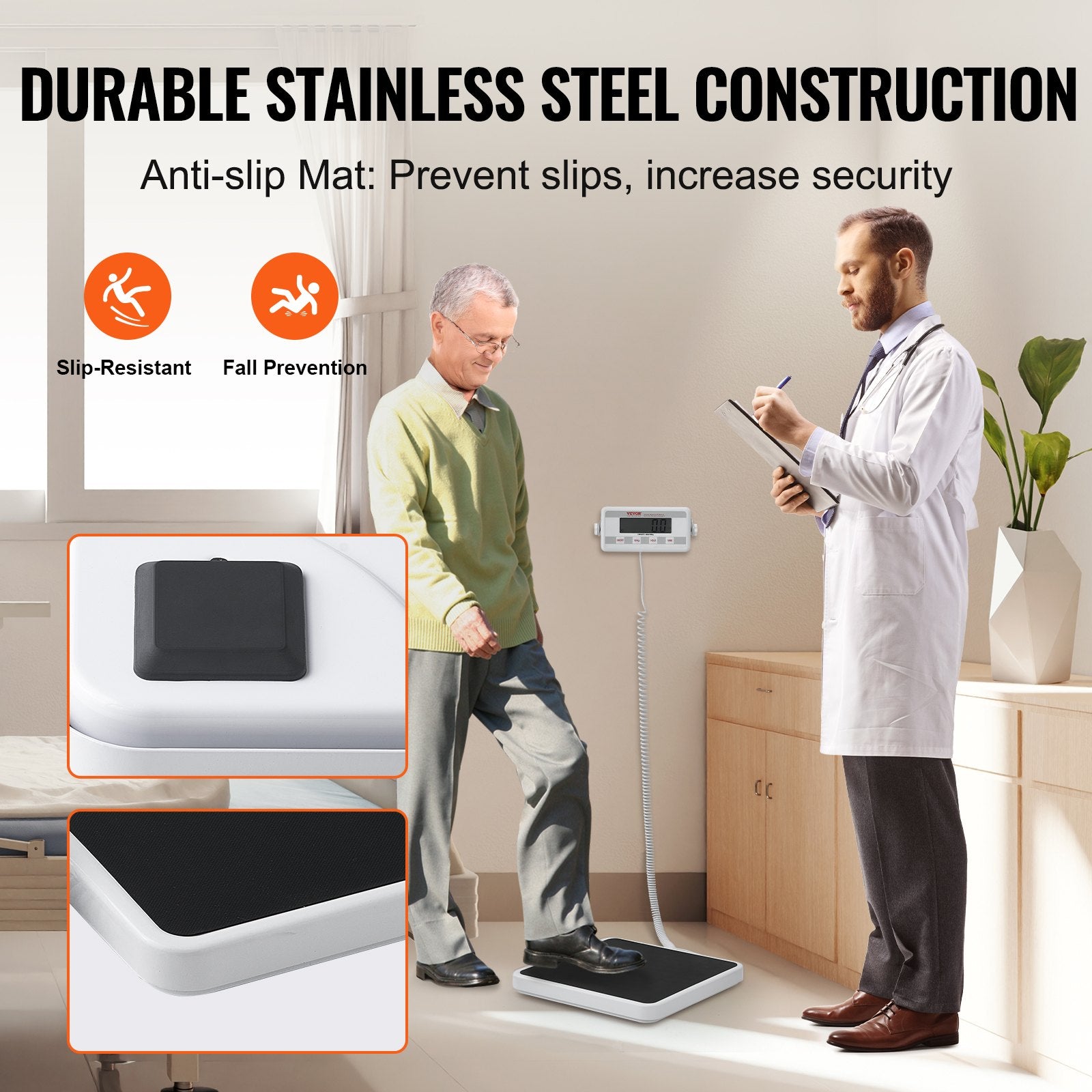 Portable Medical Scale Digital Physician Weight Scale Anti-Slip Mat 550LBS V952-BXSYSCBSG550RRCT8V3
