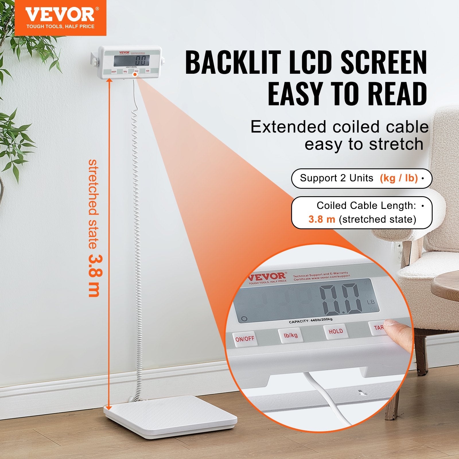 Portable Medical Scale, Professional Physician Scale for Weighing - with Anti-slip Platform, 2 Units, Hold & V952-BXSYSCBSLHJ4NX1Y9V3