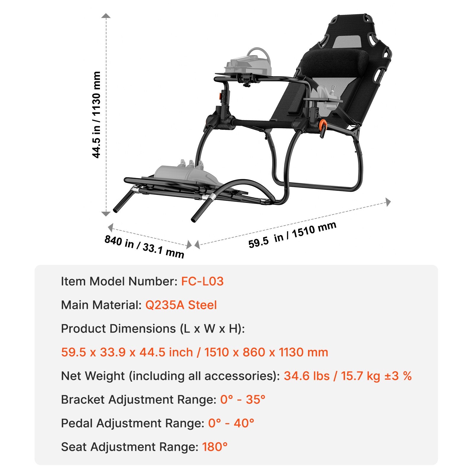 Racing Wheel Stand Foldable for Logitech G923/G920/G29 Compact V952-BXSZCXHKZDXK1980IV0