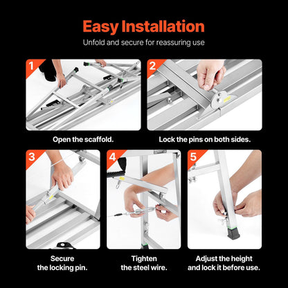 Work Platform, 4 Gear Adjustable Height, Folding Alloy Steel Step Ladder, Portable Scaffolding Platform, 400 V952-BXSZDJSJZJ90H7CSCV0