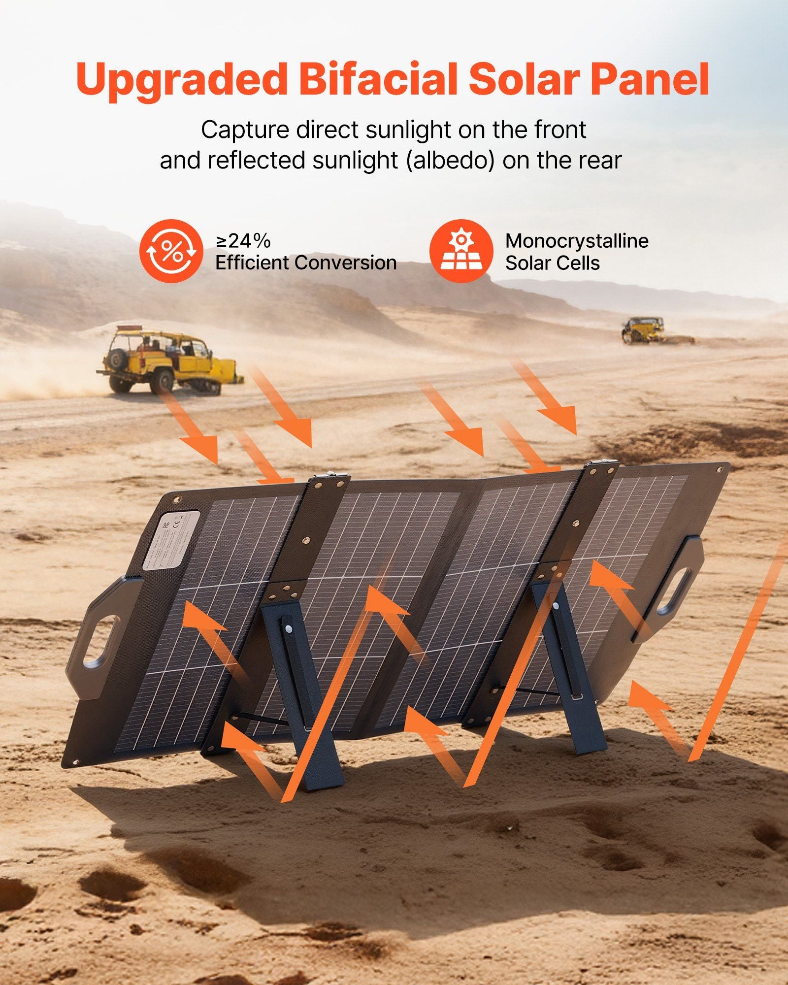 100W Bifacial Solar Panel, 16BB N-Type Foldable Monocrystalline Solar Panel Charger 24% Efficiency, Portable V952-BXZDTYNB1100CFI83001Y3