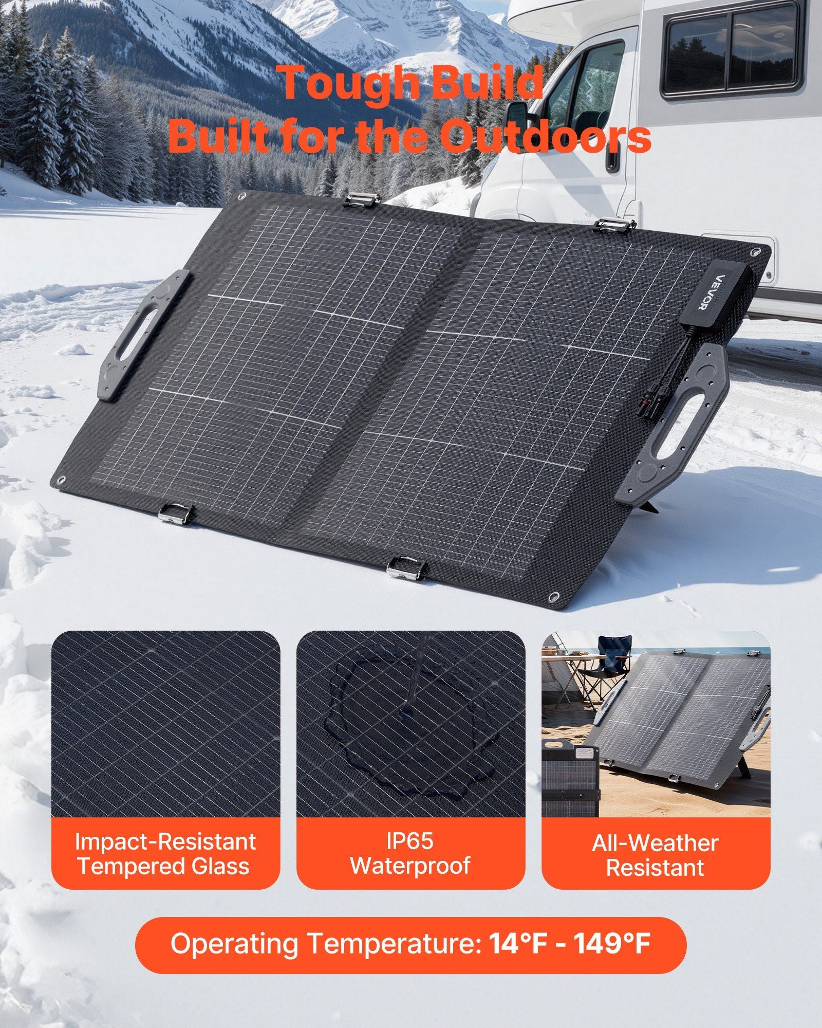 100W Bifacial Solar Panel, 16BB N-Type Foldable Monocrystalline Solar Panel Charger 24% Efficiency, Portable V952-BXZDTYNB1100CFI83001Y3