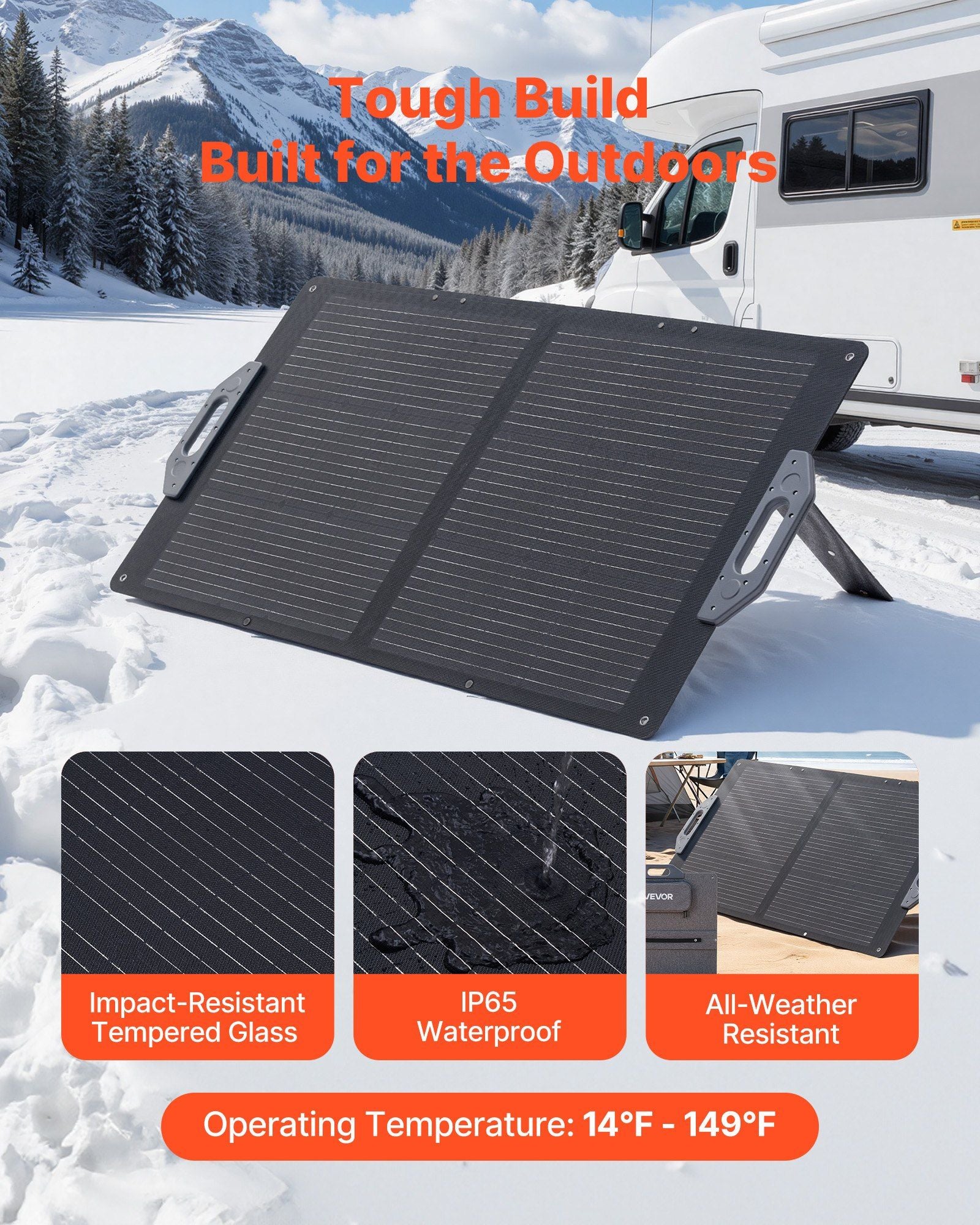 100W Foldable Solar Panel, 24% High-Efficiency Portable Monocrystalline Solar Panel Charger with MC4 Output, V952-BXZDTYNB1100UD77V001Y3