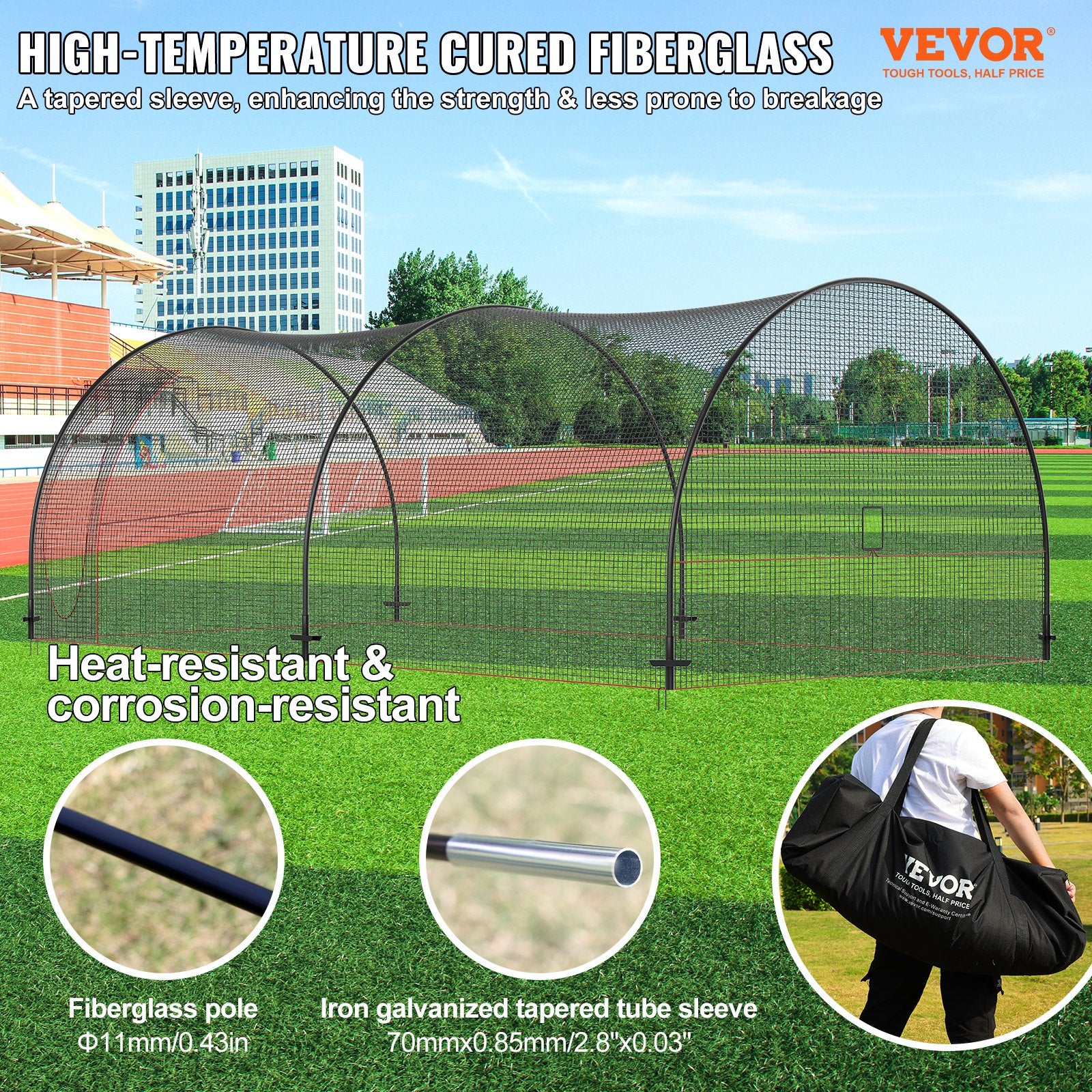 Baseball Batting Cage, Softball and Baseball Batting Cage Net and Frame, 22x12x8ft Practice Portable Cage Net V952-BYBLXWKWBLXW771VRV0