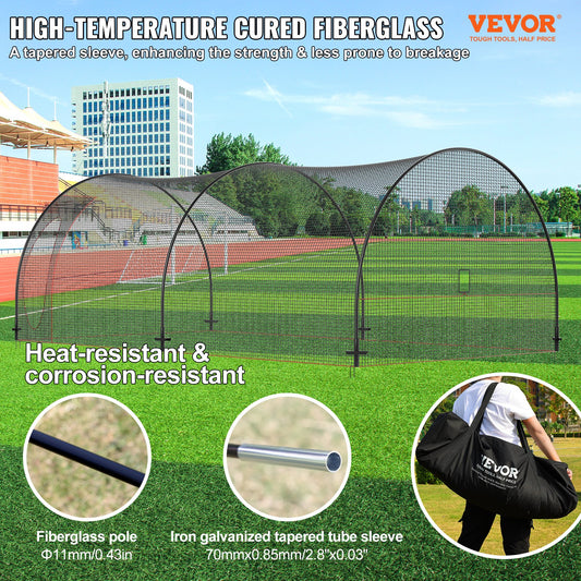 Baseball Batting Cage, Softball and Baseball Batting Cage Net and Frame, 22x12x8ft Practice Portable Cage Net V952-BYBLXWKWBLXW771VRV0