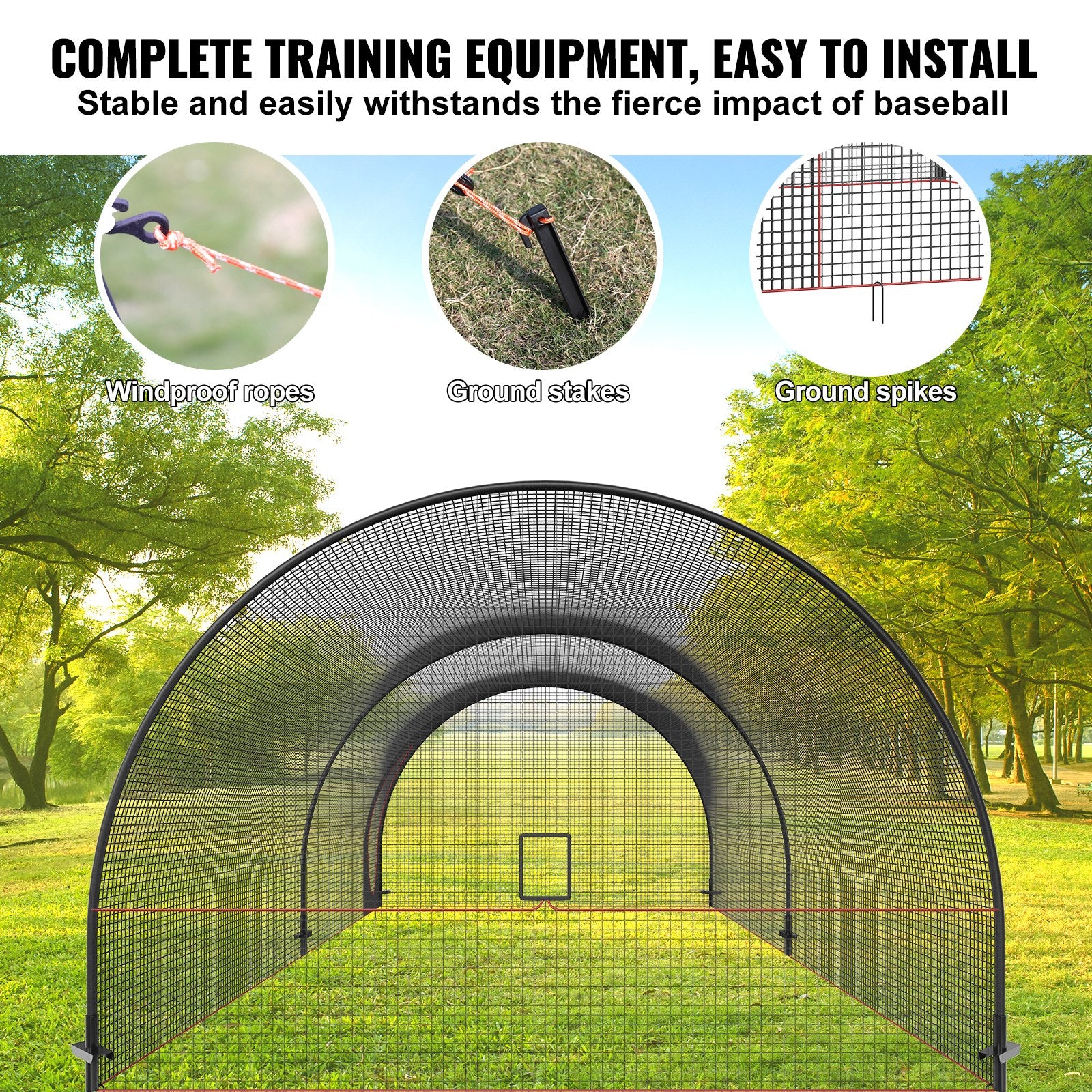Baseball Batting Cage, Softball and Baseball Batting Cage Net and Frame, 22x12x8ft Practice Portable Cage Net V952-BYBLXWKWBLXW771VRV0