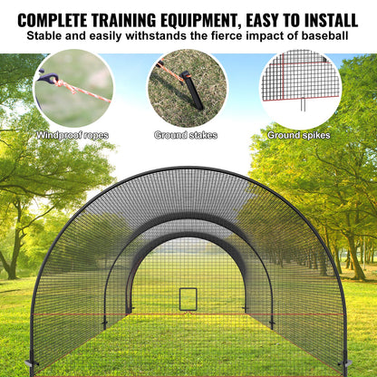 Baseball Batting Cage, Softball and Baseball Batting Cage Net and Frame, 22x12x8ft Practice Portable Cage Net V952-BYBLXWKWBLXW771VRV0