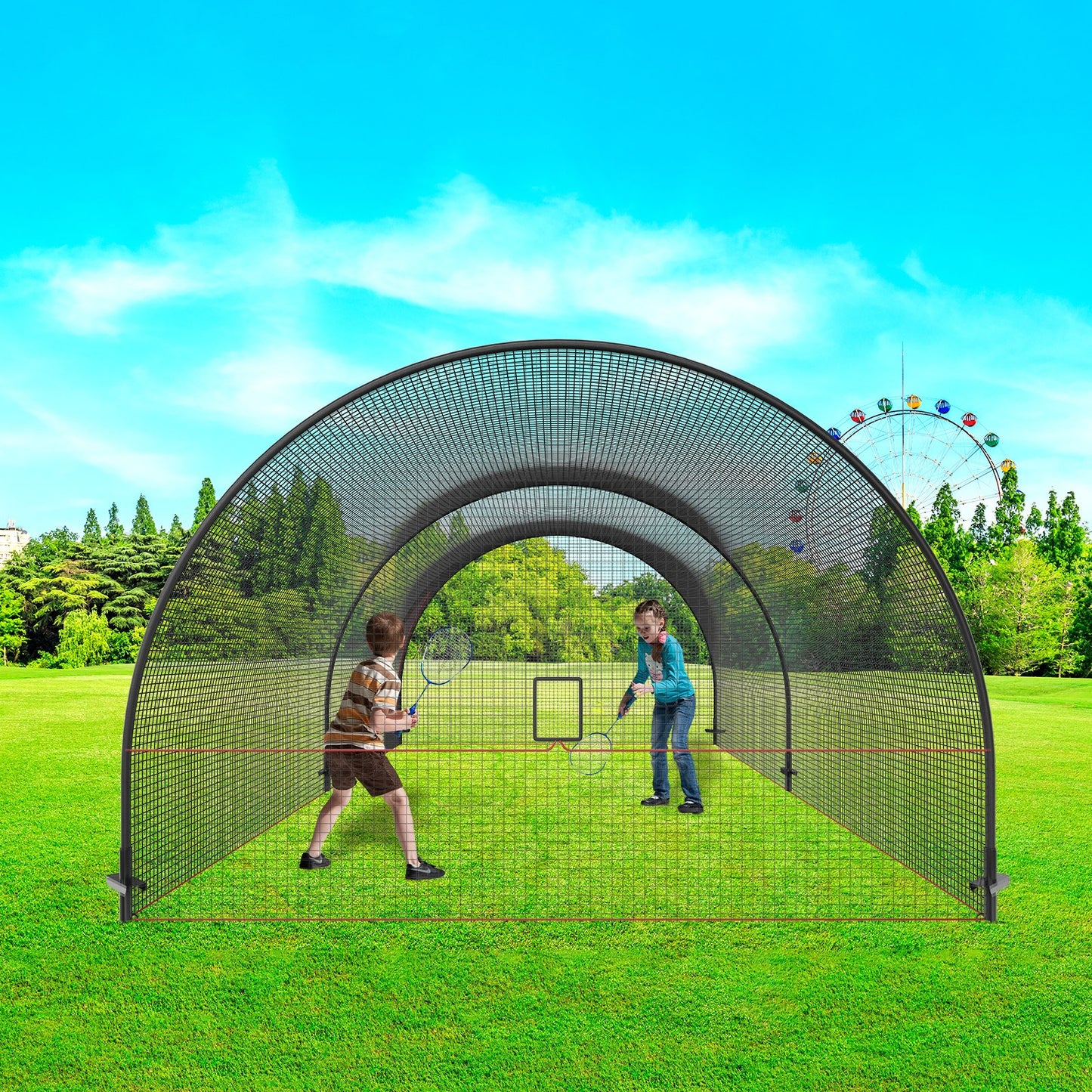 Baseball Batting Cage, Softball and Baseball Batting Cage Net and Frame, 22x12x8ft Practice Portable Cage Net V952-BYBLXWKWBLXW771VRV0