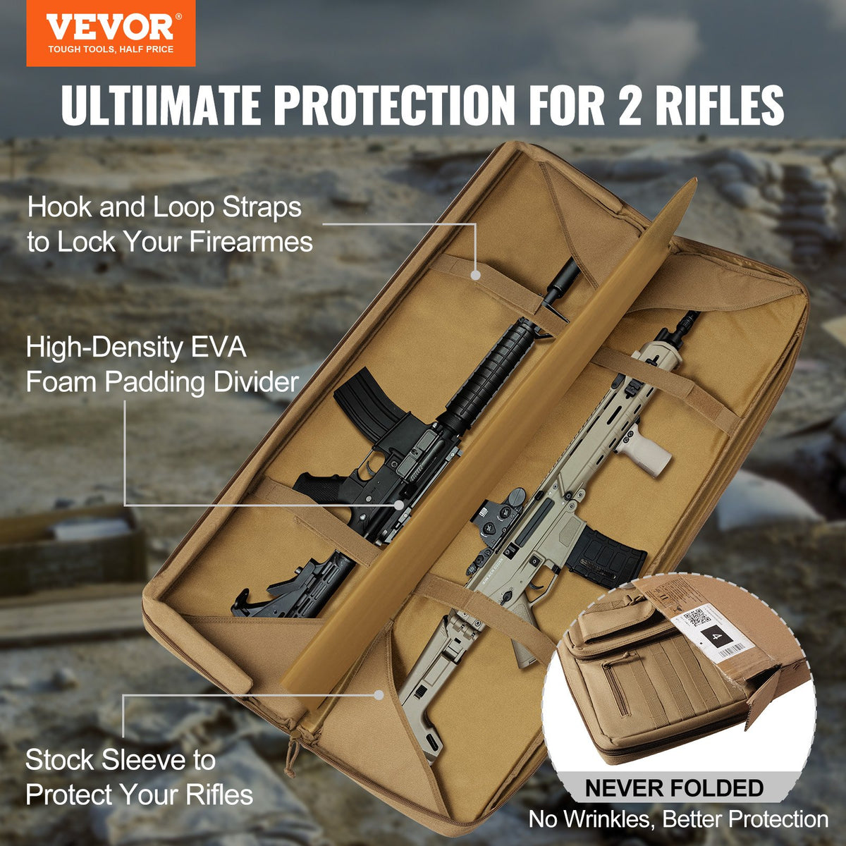 Rifle Bag, 36 inch Tactical Double Long Gun Bag, Soft Rifle Case with Lockable Zipper, Portable Handle & V952-BYBQD36YCHS2J6CG7V0