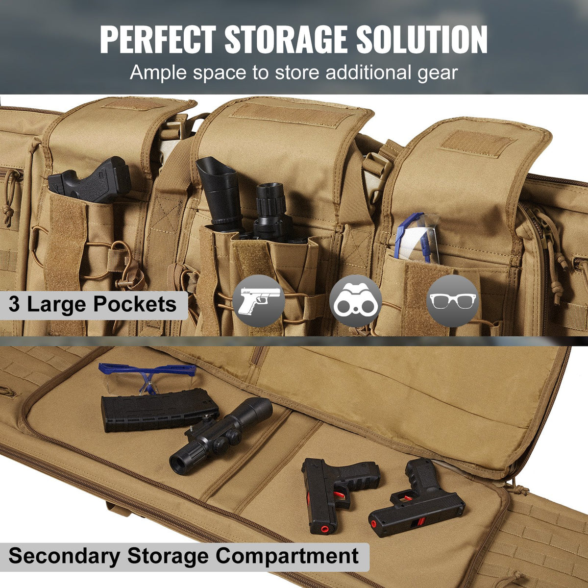 Rifle Bag, 36 inch Tactical Double Long Gun Bag, Soft Rifle Case with Lockable Zipper, Portable Handle & V952-BYBQD36YCHS2J6CG7V0