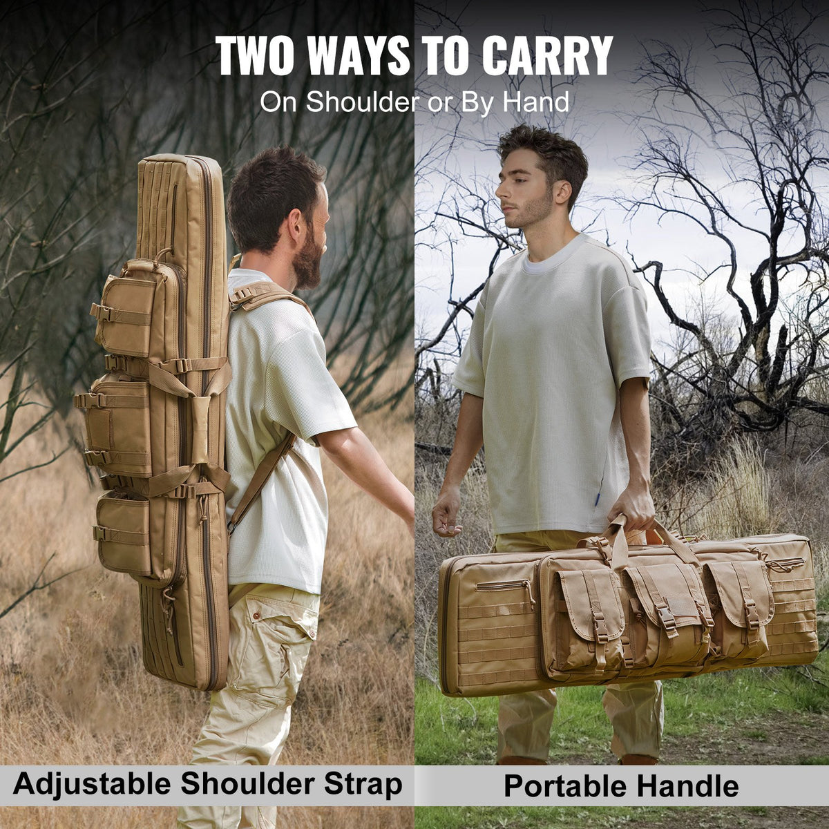 Rifle Bag, 36 inch Tactical Double Long Gun Bag, Soft Rifle Case with Lockable Zipper, Portable Handle & V952-BYBQD36YCHS2J6CG7V0