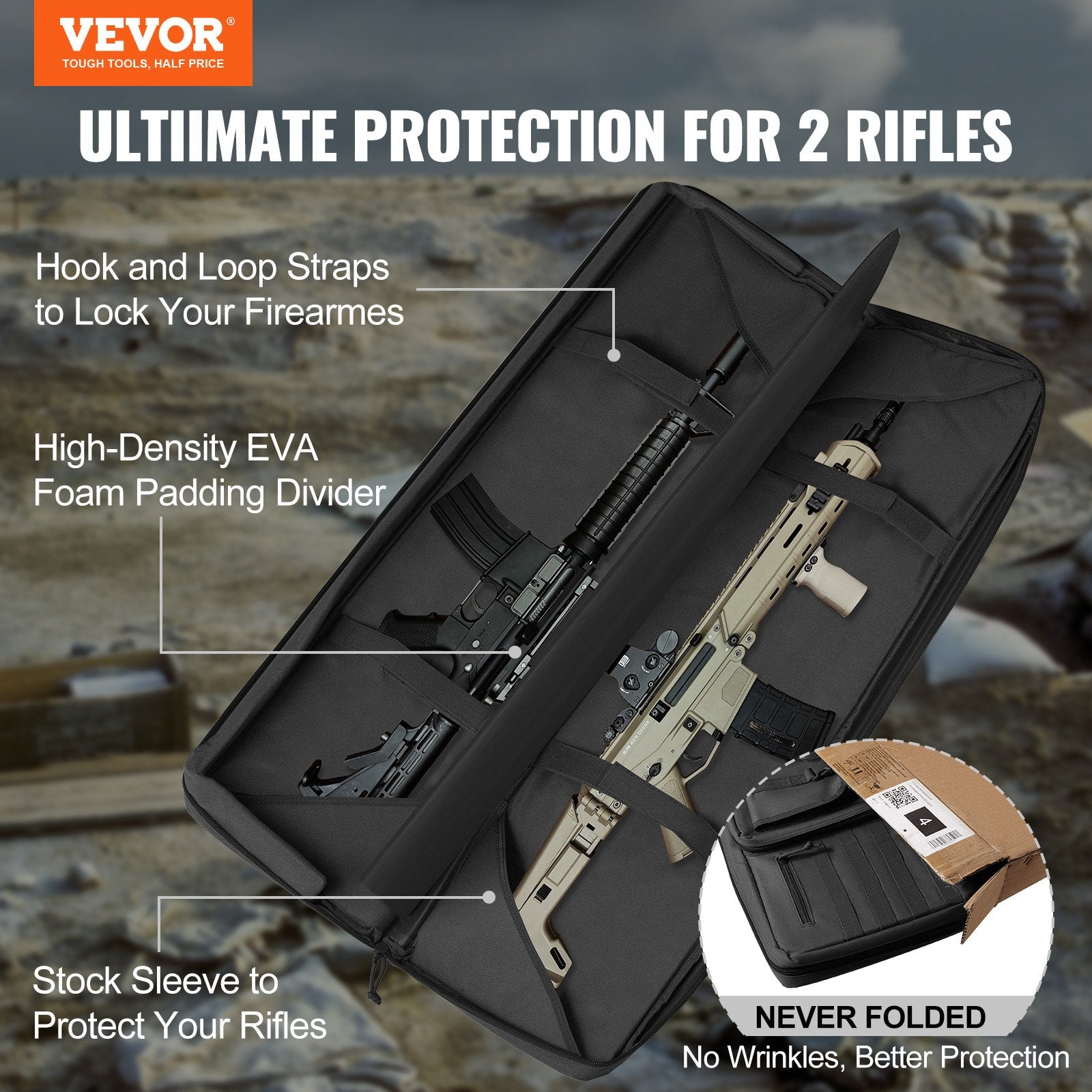 Rifle Bag 42 inch Tactical Double Long Gun Bag for 2 Rifles & 2 Pistols V952-BYBQD42YCHS2PKJDWV0