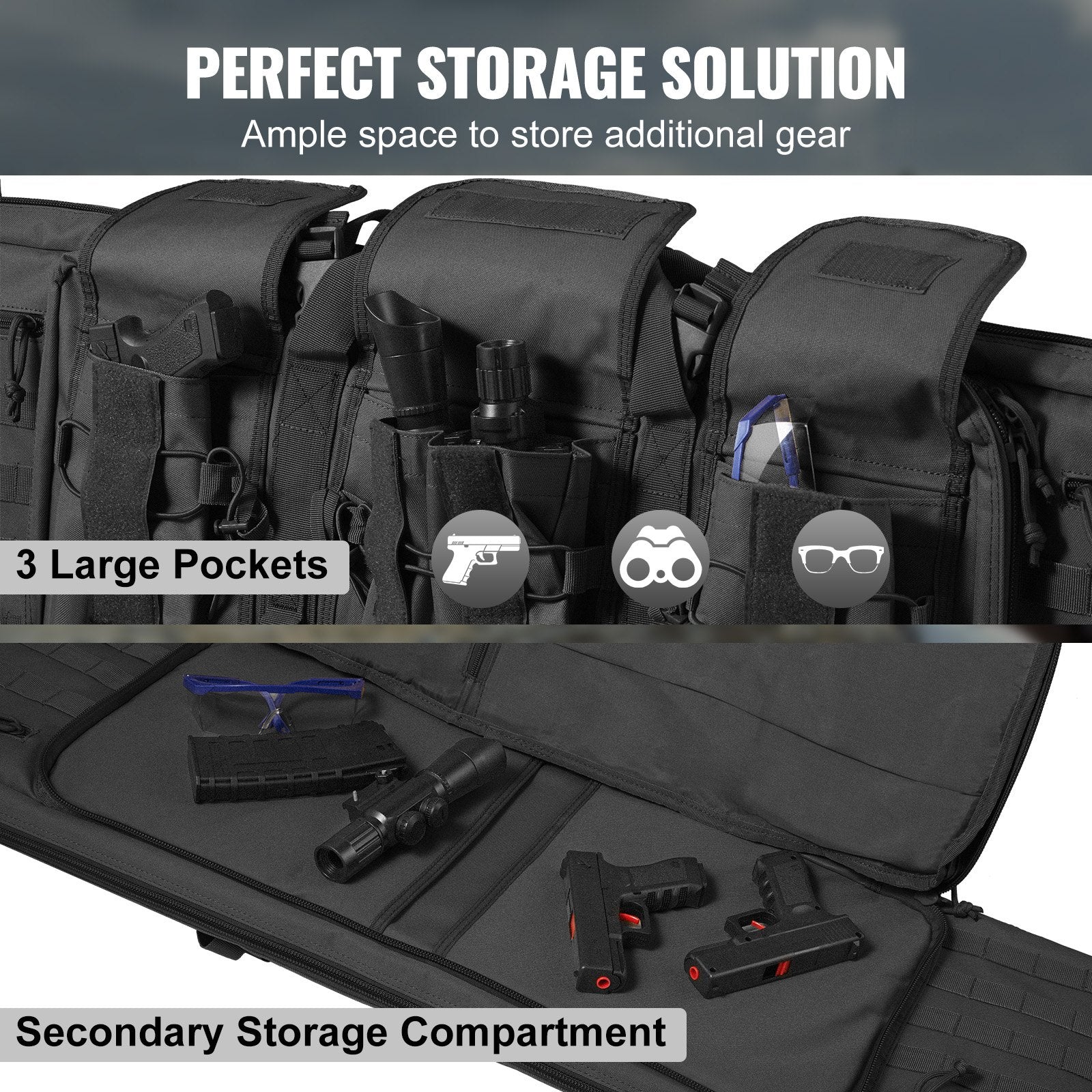 Rifle Bag 42 inch Tactical Double Long Gun Bag for 2 Rifles & 2 Pistols V952-BYBQD42YCHS2PKJDWV0