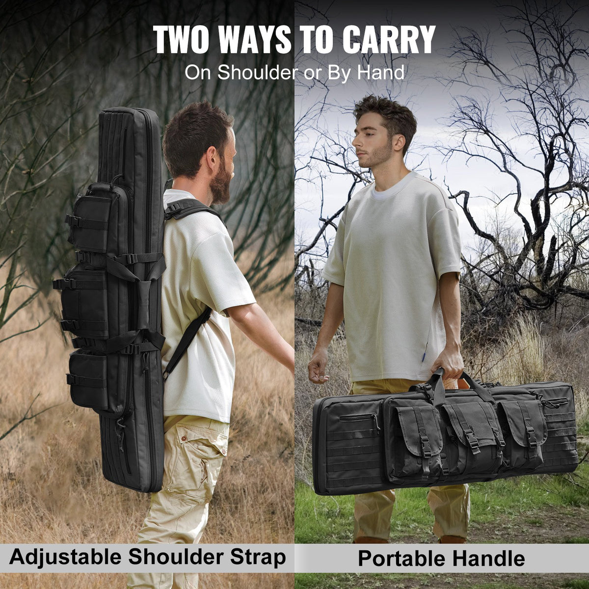 Rifle Bag 42 inch Tactical Double Long Gun Bag for 2 Rifles & 2 Pistols V952-BYBQD42YCHS2PKJDWV0
