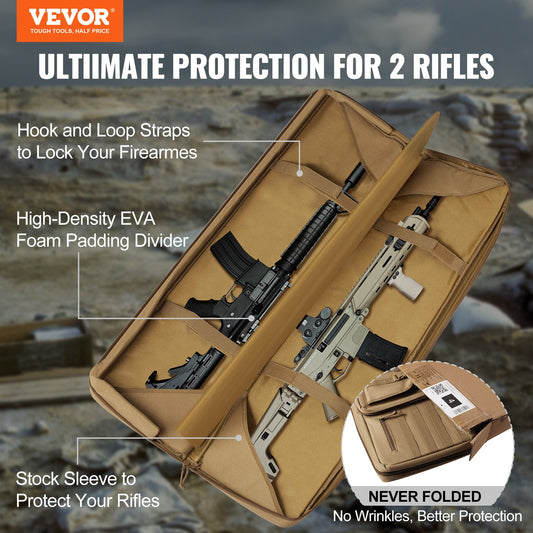 Rifle Bag, 42 inch Tactical Double Long Gun Bag, Soft Rifle Case with Lockable Zipper, Portable Handle & V952-BYBQD42YCHS2X2IG8V0