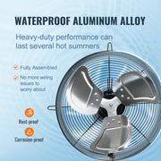 Shutter Exhaust Fan, 254 mm High-speed 1400RPM 753 CFM, Aluminum Wall Mount Attic Fan with AC-motor, V952-BYCSPQSDJAC10PBM8V3