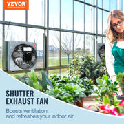 Shutter Exhaust Fan, 305 mm High-speed 1400RPM 1084 CFM, Aluminum Wall Mount Attic Fan with AC-motor, V952-BYCSPQSDJAC12DLJSV3