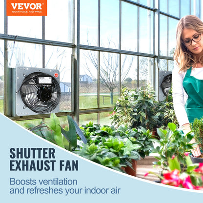 Shutter Exhaust Fan, 305 mm High-speed 1400RPM 1084 CFM, Aluminum Wall Mount Attic Fan with AC-motor, V952-BYCSPQSDJAC12DLJSV3