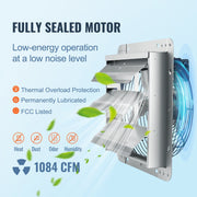 Shutter Exhaust Fan, 305 mm High-speed 1400RPM 1084 CFM, Aluminum Wall Mount Attic Fan with AC-motor, V952-BYCSPQSDJAC12DLJSV3
