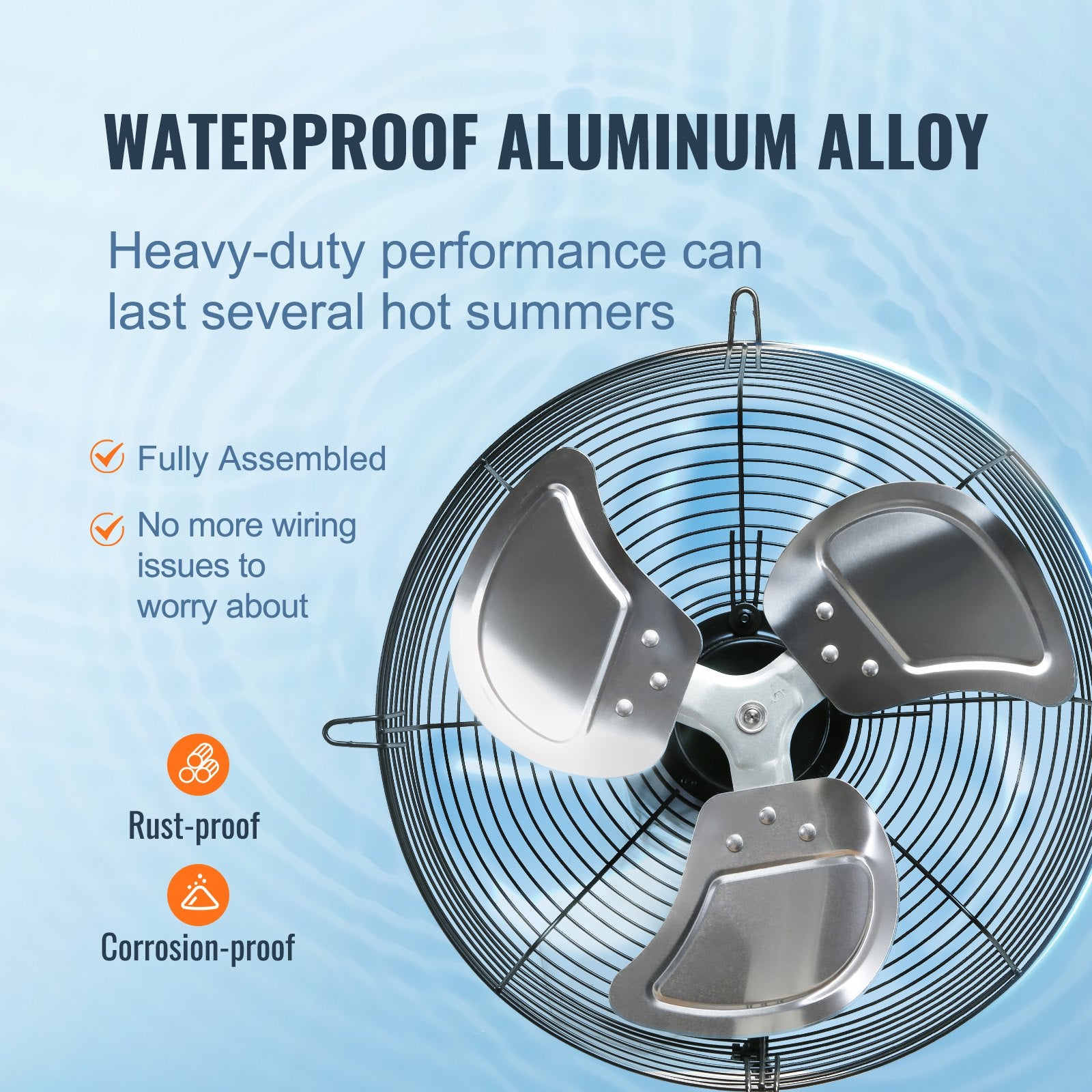 Shutter Exhaust Fan, 305 mm High-speed 1400RPM 1084 CFM, Aluminum Wall Mount Attic Fan with AC-motor, V952-BYCSPQSDJAC12DLJSV3