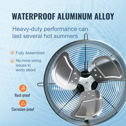 Shutter Exhaust Fan, 305 mm High-speed 1400RPM 1084 CFM, Aluminum Wall Mount Attic Fan with AC-motor, V952-BYCSPQSDJAC12DLJSV3